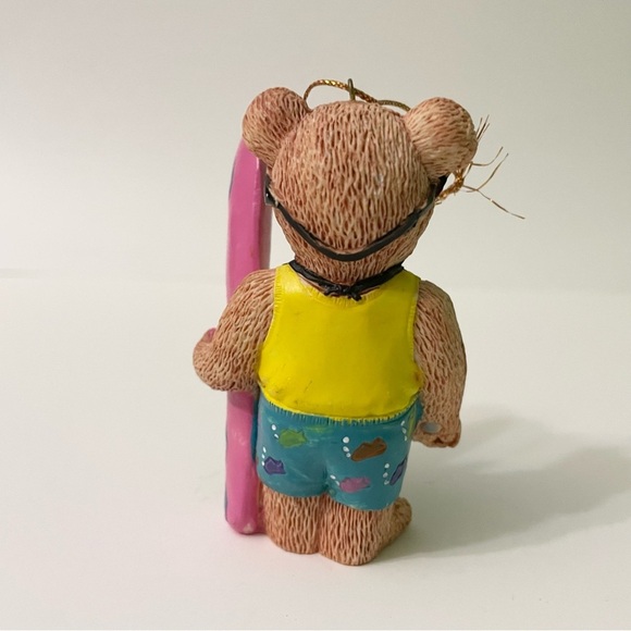 Vtg 1997 Claire’s Surfing Bear Ornament with Pink Surfboard - Picture 4 of 10